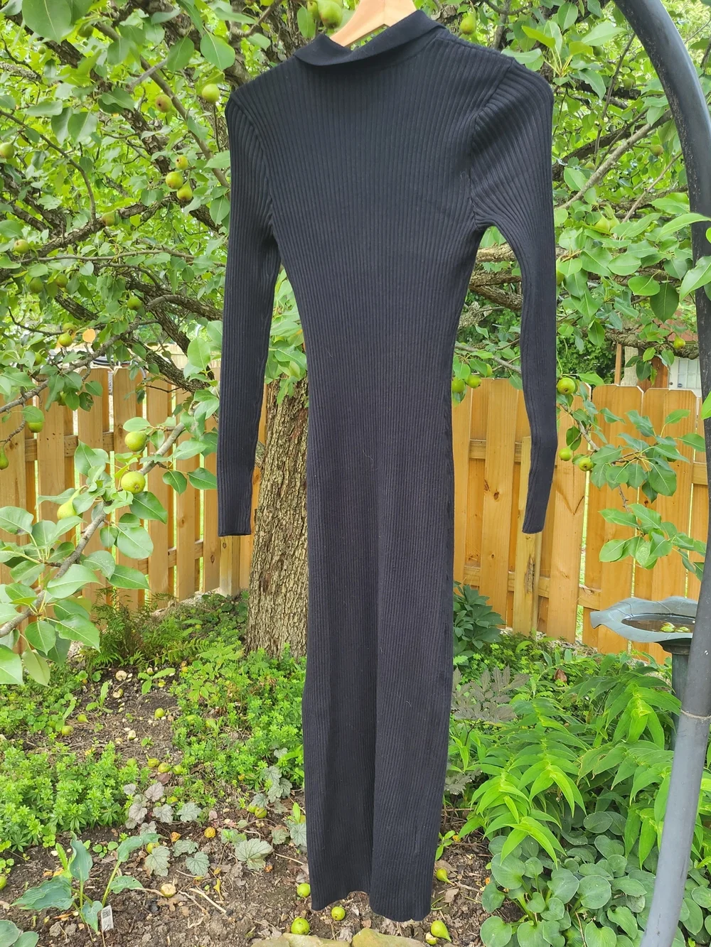 Abercrombie & Fitch Med Black Ribbed Polo Maxi Dress